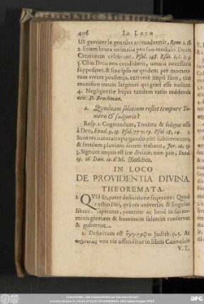 In Loco De Providentia Divina. Theoremata.