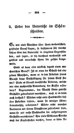 Ueber den Unterricht im Schönschreiben