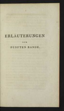 Erläuterungen zum Fünften Bande