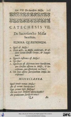 Catechesis VII. De Sacrosancto Missae Sacrificio.