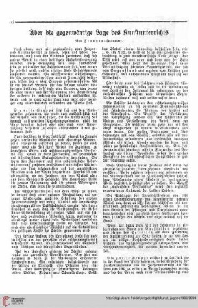 N.F. 10.1930: Über die gegenwärtige Lage des Kunstunterrichts