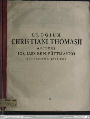 Elogium Christiani Thomasii