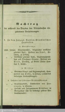 Nachtrag der während des Druckes des Adressbuches eingetretenen Veränderungen