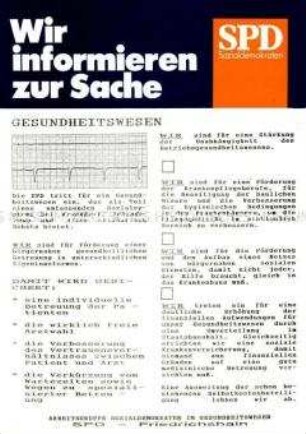 Flugblatt der Arbeitsgruppe Gesundheitswesen der Sozialdemokratischen Partei Deutschlands