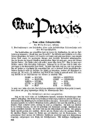 Neue Praxis : Zum ersten Leseunterricht