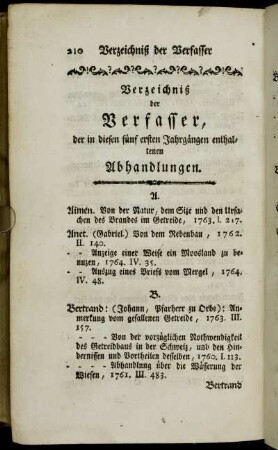 Verzeichniß der Verfasser, der in diesen fünf ersten Jahrgängen enthaltenen Abhandlungen.