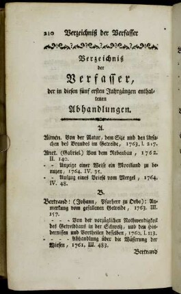 Verzeichniß der Verfasser, der in diesen fünf ersten Jahrgängen enthaltenen Abhandlungen.