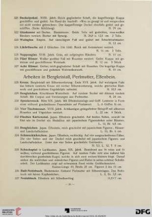 Arbeiten in Bergkristall, Perlmutter, Elfenbein (Nr. 328-347)