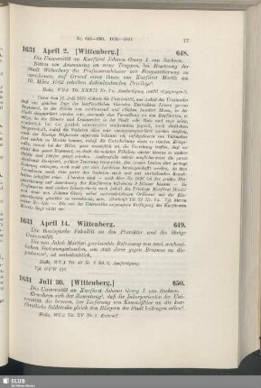 650. 1631, Juli 30. [Wittenberg]