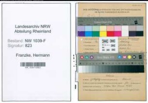 Entnazifizierung Hermann Franzke , geb. 16.02.1899 ()
