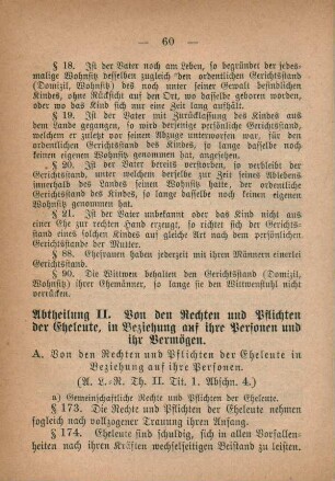 Abtheilung II. Von den Rechten und Pflichten der Eheleute, in Beziehung auf ihre Personen und ihr Vermögen.