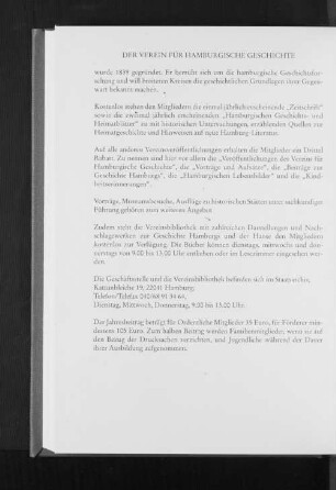 Der Verein für Hamburgische Geschichte