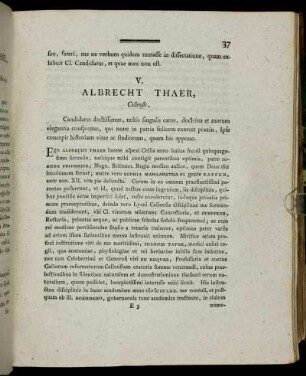 V. Albrecht Thaer, Cellensis,