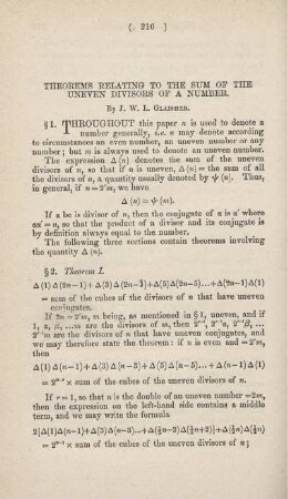 Theorems relating to the sum of the uneven divisors of number.