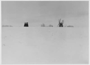 Woldegk. Mühlencafé und Museumsmühle auf dem Mühlenberg im Winter