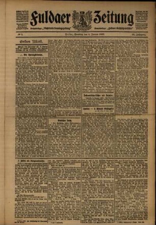 Erste Ausgabe vom Samstag, den 04. Januar 1908.