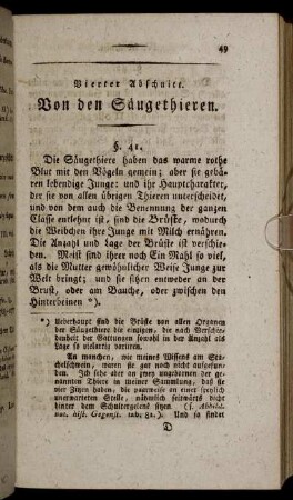Vierter Abschnitt. Von den Säugethieren