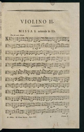 1-20, Violino II. Missa I. solennis in Eb.