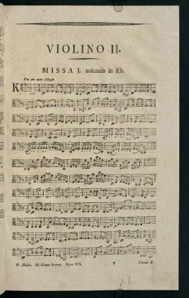 1-20, Violino II. Missa I. solennis in Eb.