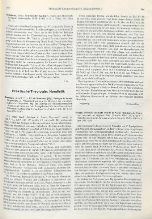 Praktische Theologie: Homiletik
