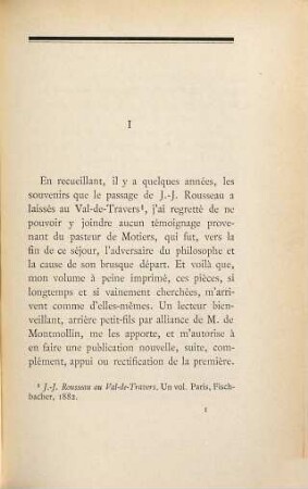 J.-J. Rousseau et le pasteur de Montmolin 1762 - 1765