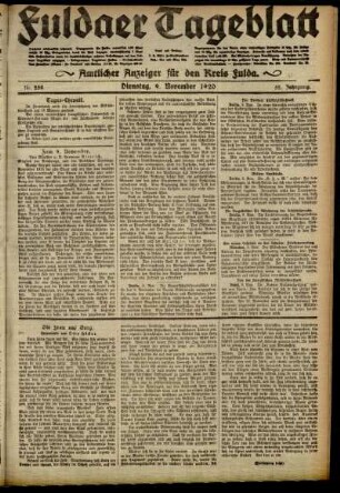 Ausgabe vom Dienstag, den 09. November 1920.