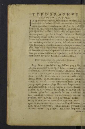 Typographus candido lectori.