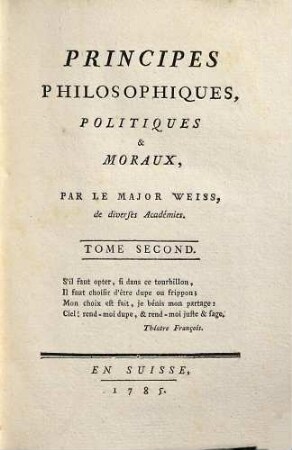 Principes philosophiques, politiques & moraux, 2