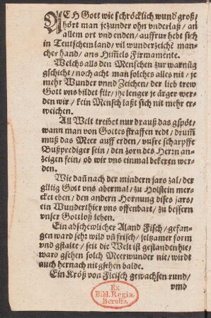 ACH Gott wie schröcklich wund groß/ || hört man jetzunder ohn vnderlaß/