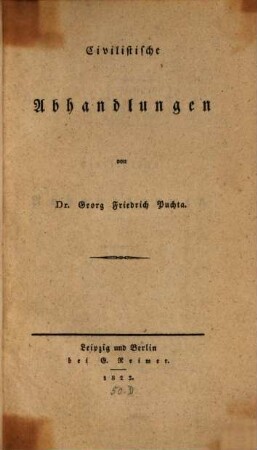 Civilistische Abhandlungen