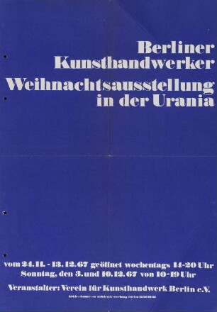 Ausstellungsplakat zur Weihnachtsausstellung der Berliner Kunsthandwerker, 1967