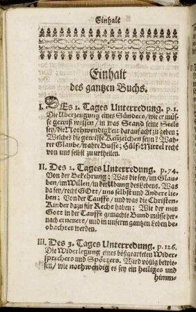 Einhalt des gantzen Buchs.