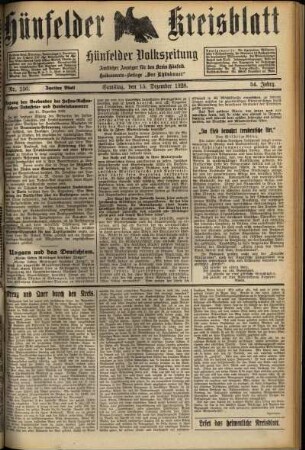 Zweite Ausgabe vom Samstag, den 15. Dezember 1928.