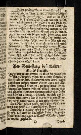 73-74, Bey Geniessung deß wahren Bluts Christi ...