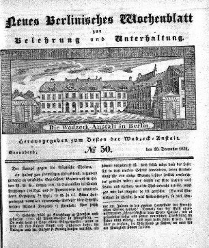 No. 50, Sonnabend, den 10. December 1831.