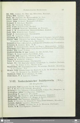 XVIII. Niederrheinischer Bezirksverein.
