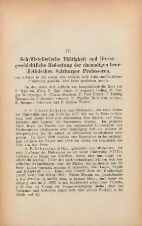 IV. Schriftstellerische Thätigkeit und literaturgeschichtliche Bedeutung der ehemaligen benedictinischen Salzburger Professoren, ...