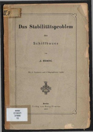 Das Stabilitätsproblem des Schiffbaus