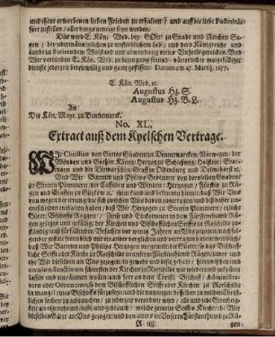 No. XL. Extract auß dem Kyelschen Vertrage