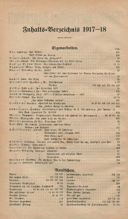 Inhalts-Verzeichnis 1917-18