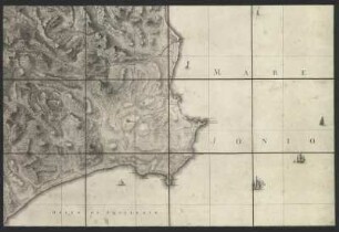 Karte vom Königreich Neapel, heute Italien, 1:110 000, Kupferstich, 1808 : Atlante Geografico Del Regno Di Napoli / Delineato per ordine Di Ferdinando IV. Re Delle Due Sicilie &c. &c. da Gio. Ant. Rizzi-Zannoni. [Guis. Guerra inc.]. - [Ca. 1:110 000]. - Neapel, 1808. - 1 Kt. in 31 Bl. : Kupferst. ; 74 x 49 cm. - Nullmeridian: Neapel. - Mit Bergstrichen. - Übersichtsbl. u. d. T.: Carta Generale Del Regno Di Napoli