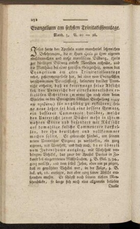 Evangelium am sechsten Trinitatissonntage. Matth. 5, V. 20-26