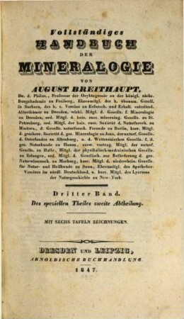 Vollständiges Handbuch der Mineralogie, 3. Des speziellen Theiles zweite Abtheilung