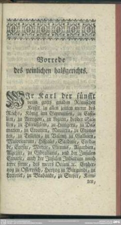 Vorrede des peinlichen halßgerichts