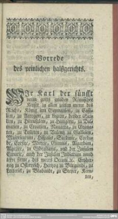 Vorrede des peinlichen halßgerichts