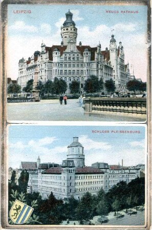 Leipzig: neues Rathaus; Schloss Pleissenburg