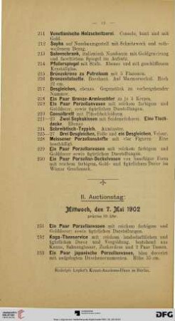 II. Auctionstag: Mittwoch, den 7. Mai 1902 (Nr. 231-441)
