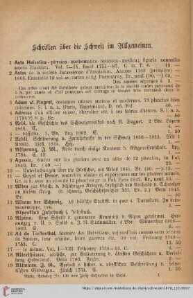Schriften über die Schweiz im Allgemeinen (Nr. 1 - 912)