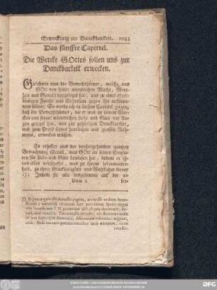 Das fünffte Capittel. Die Wercke Gottes sollen und zur Danckbarkeit erwecken.