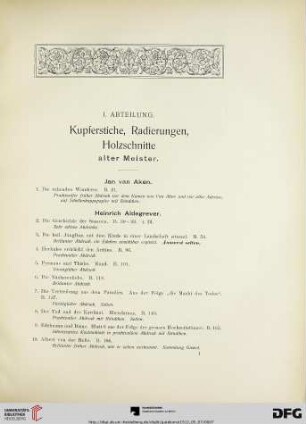 Kupferstiche, Radierungen, Holzschnitte alter Meister (Nr. 1-1277)